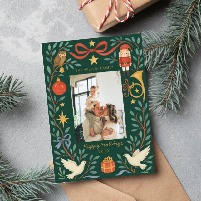 Elegant Watercolor Holiday Photo Card | (Creator Uploaded)