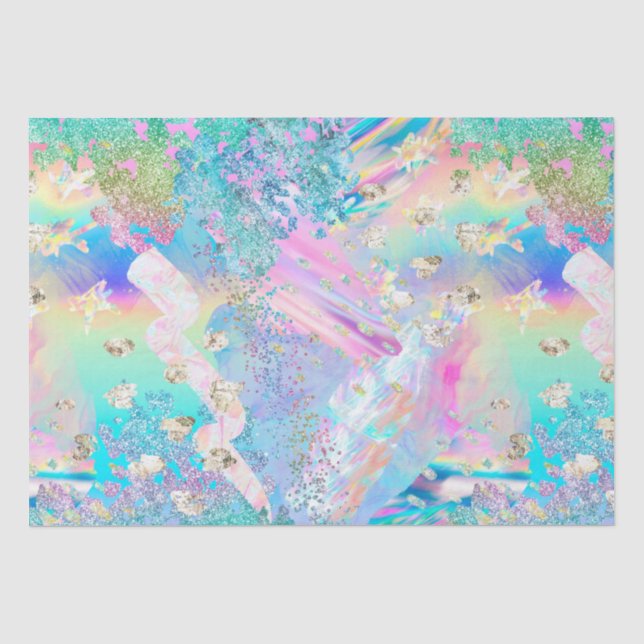 Elegant Watercolor Holographic Iridescent Pattern Tissue Paper (Front)
