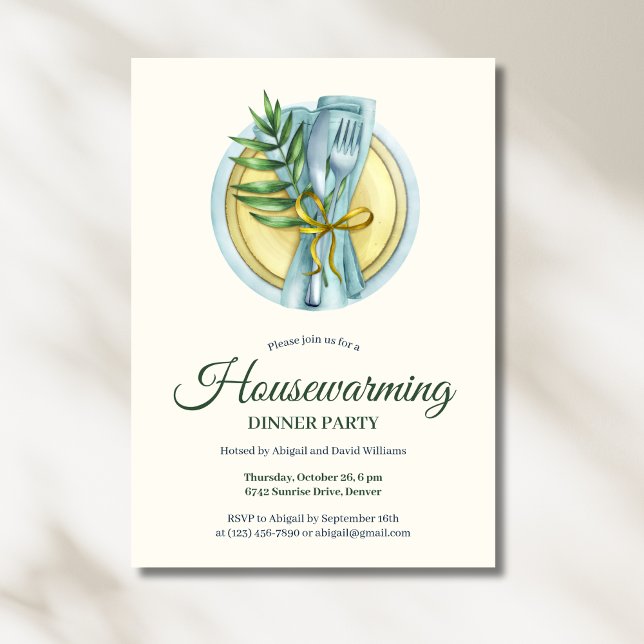 Elegant Watercolor Housewarming Dinner Party Invitation (Elegant Watercolor Housewarming Dinner Party Invitation)