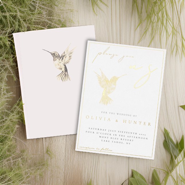 Elegant Watercolor Hummingbird Wedding Gold (Creator Uploaded)