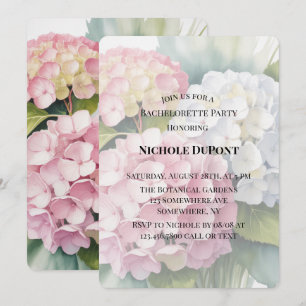 Elegant Watercolor Hydrangea Bachelorette Party  Invitation