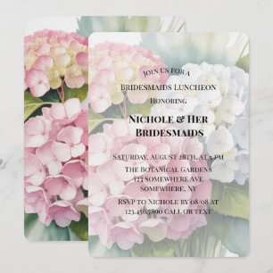Elegant Watercolor Hydrangea Bridesmaids Luncheon  Invitation