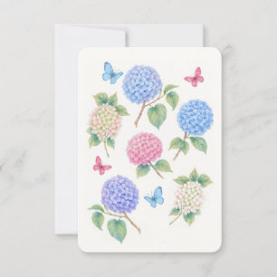 Elegant Watercolor Hydrangea & Butterfly Card