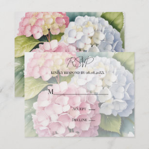 Elegant Watercolor Hydrangeas Wedding RSVP Card