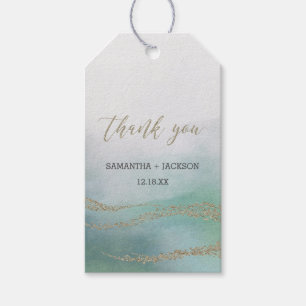 Elegant Watercolor in Ocean Wedding Thank You Gift Tags
