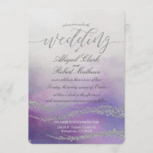 Elegant Watercolor in Orchid Wedding Invitation