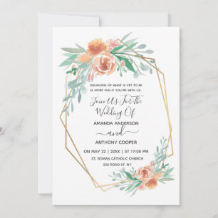 Elegant watercolor invitation, rsvp & reception in invitation