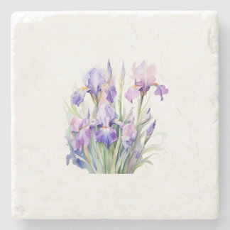 Elegant Watercolor Iris Sandstone Coasters