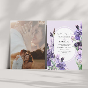 Elegant Watercolor Iris Wedding  Invitation