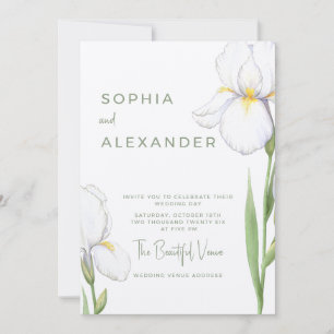 Elegant Watercolor Irises Wedding Invitation