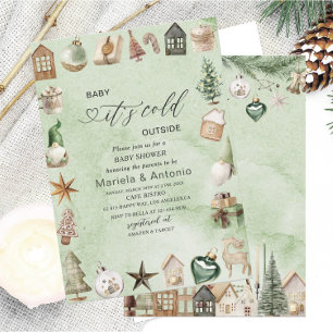 Elegant  Watercolor it`s cold outside Baby Shower Invitation