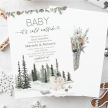 Elegant Watercolor it`s cold outside Baby Shower