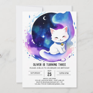 Elegant Watercolor Kitten Birthday Invitation