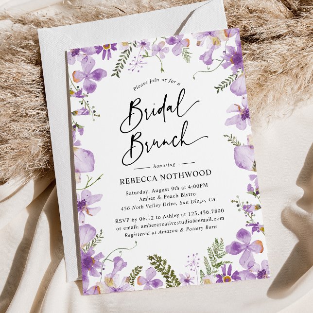 Elegant Watercolor Lavender Bridal Brunch Invitation (Creator Uploaded)