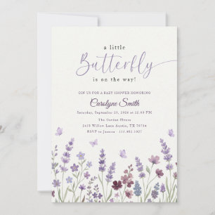 Elegant Watercolor Lavender Butterfly Baby Shower Invitation