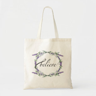 Elegant Watercolor Lavender Eucalyptus Believe Tote Bag