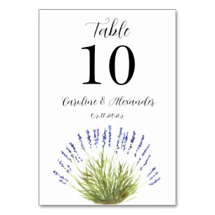 Elegant Watercolor Lavender Floral Herbs Wedding T Table Number