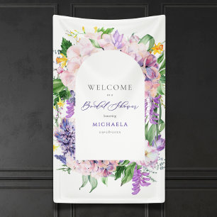 Elegant Watercolor Lavender Flowers Bridal Shower Banner