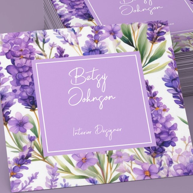 Elegant Watercolor Lavender Flowers Business Card (Creator Uploaded)