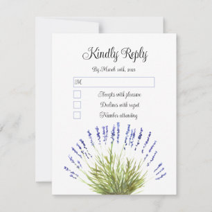 Elegant Watercolor Lavender Herbs Floral Wedding R RSVP Card