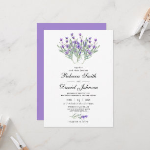Elegant Watercolor Lavender Purple Floral Wedding Invitation
