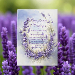 Elegant Watercolor Lavender Wedding Rustic Invitation