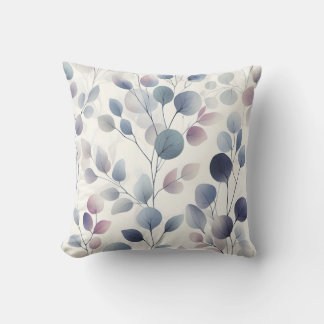 Elegant Watercolor Leaf Soft Pastel Botanical Art Cushion