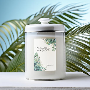 Elegant Watercolor Leaves Candle Label