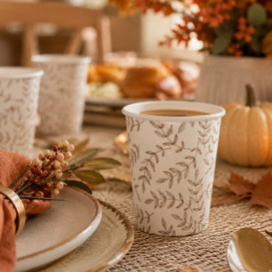 Elegant Watercolor Leaves Fall Paper Cups
