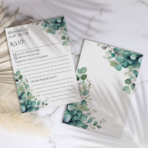 Elegant Watercolor Leaves RSVP Card