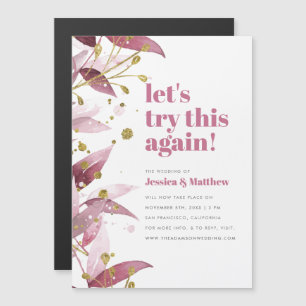 Elegant Watercolor Leaves Wedding Change The Date Magnetic Invitation