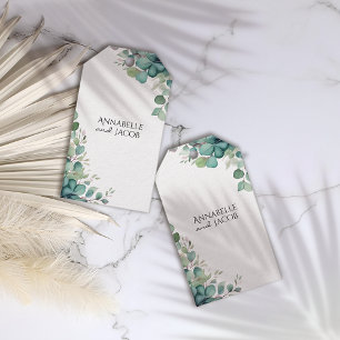 Elegant Watercolor Leaves Wedding Favor Gift Tags