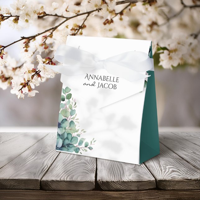 Elegant Watercolor Leaves Wedding Favour Box (Creator Uploaded)