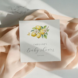 Elegant Watercolor Lemon Baby Shower Napkin