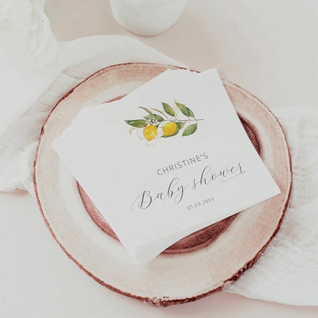 Elegant Watercolor Lemon Baby Shower Napkin (Creator Uploaded)