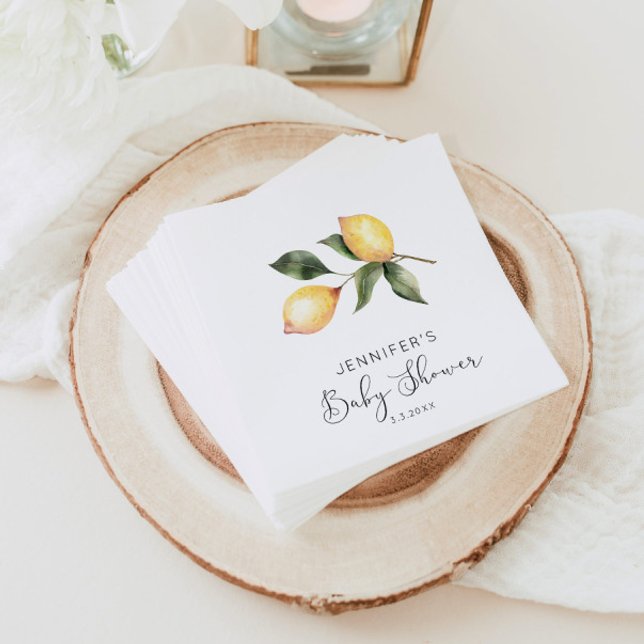 Elegant watercolor lemon baby shower napkins (Creator Uploaded)