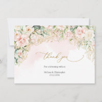 Elegant watercolor light pink roses gold wedding