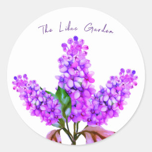 Elegant watercolor lilac branch classic round sticker