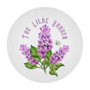 Elegant watercolor lilac branch cutting board