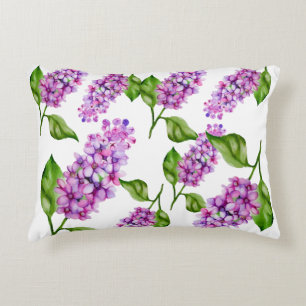 Elegant watercolor lilac branch decorative cushion