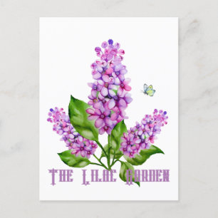 Elegant watercolor lilac branch holiday postcard