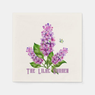 Elegant watercolor lilac branch napkin