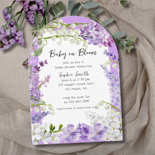Elegant Watercolor Lilac Florals Baby Shower Invitation