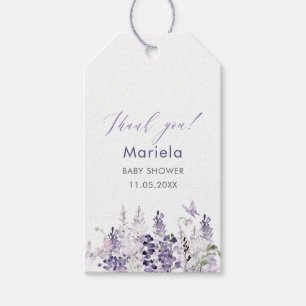 Elegant Watercolor Lilac flowers Baby Shower Gift Tags