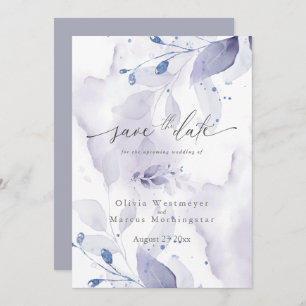 Elegant Watercolor Lilac Foliage Save the Date Invitation