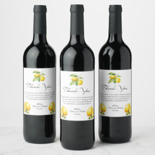 elegant watercolor limoncello wedding thank you wine label