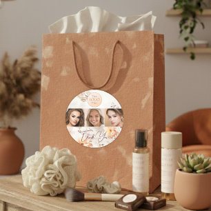 Elegant Watercolor Logo Photo Makeup Thank You Classic Round Sticker