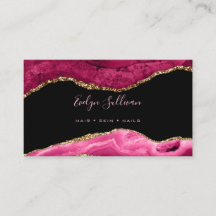 elegant watercolor magenta agate business card