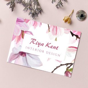 Elegant Watercolor Magnolia  Business Card