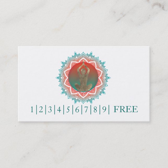 Elegant Watercolor Mandala YOGA Instructor Logo Business Card (Front)
